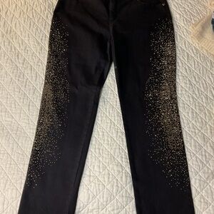 Chico's So Slimming Black jeans with Gold Bubbles